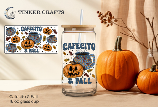 Cafecito & Fall Glass Cup