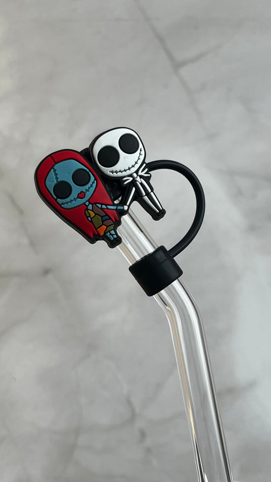 Sally and Jack Skeleton Straw Topper