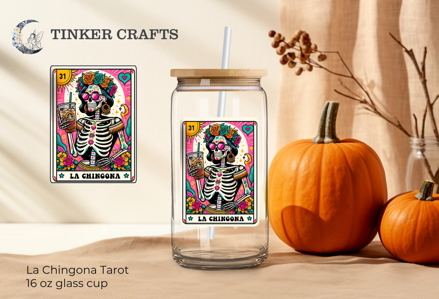 La Chingona Tarot Glass Cup