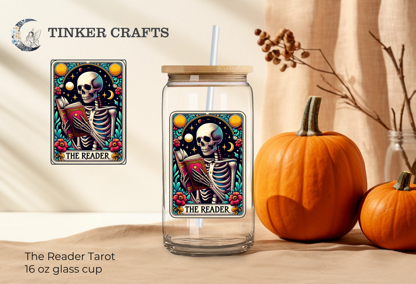 The Reader Tarot Glass Cup