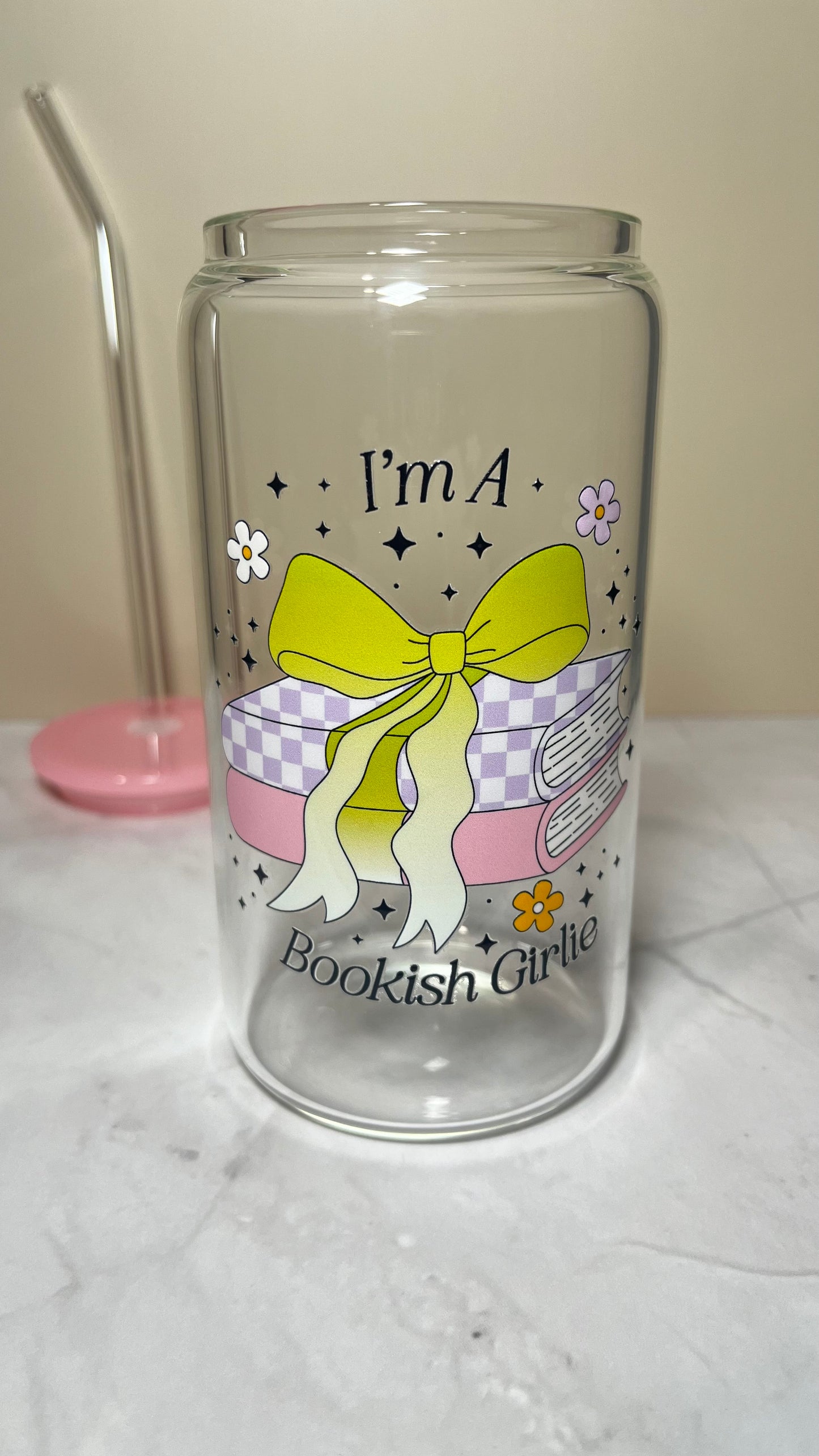 Bookish Girlie Glass Cup