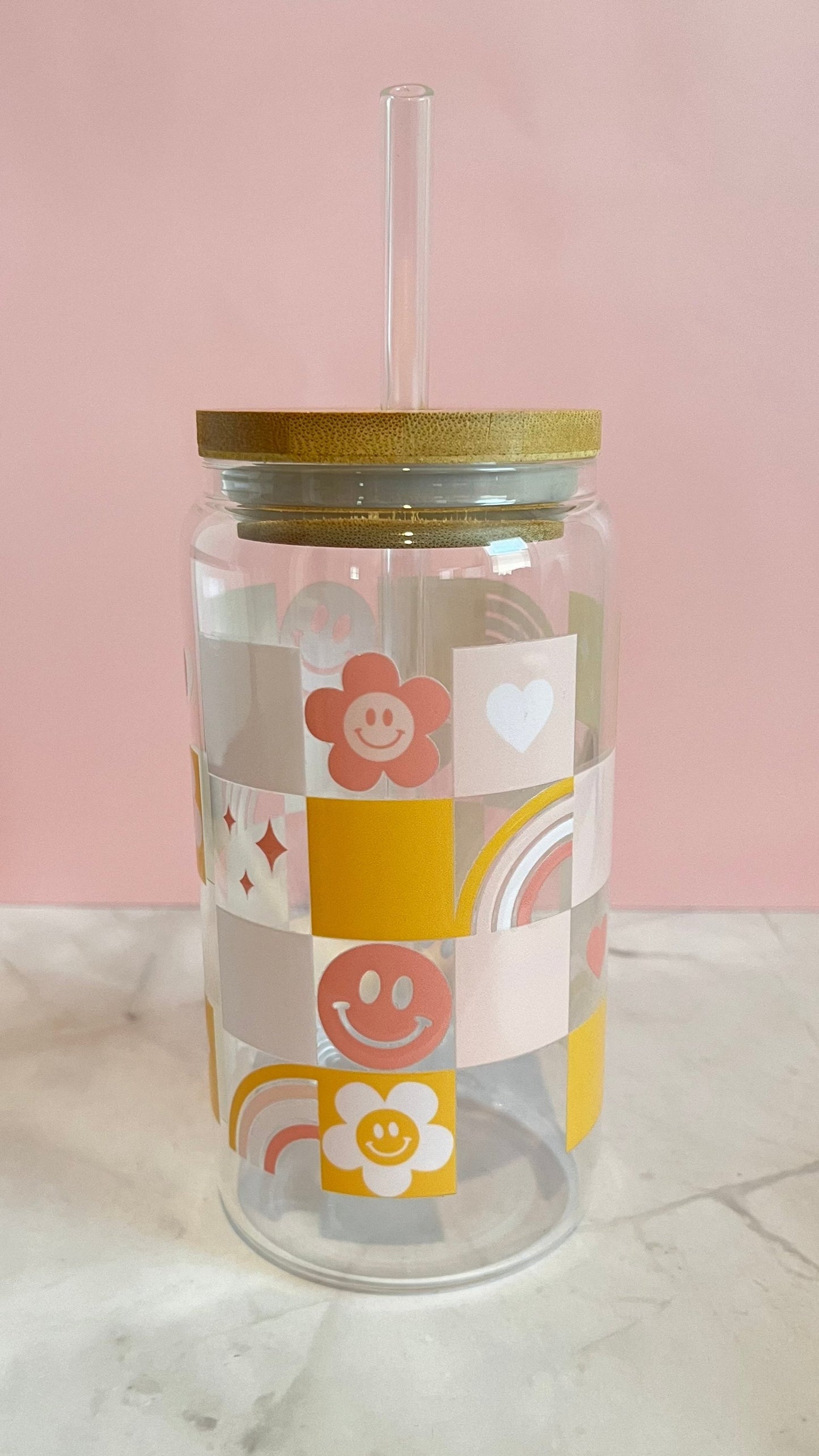 Groovy Sunshine Smiles Glass Cup