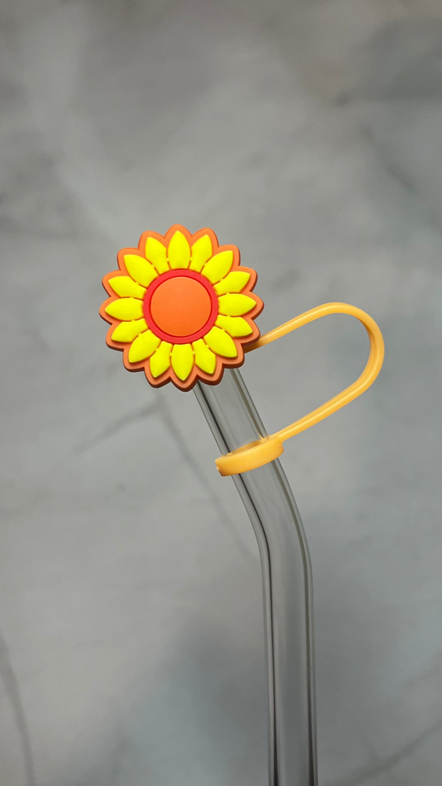 Yellow Orange Flower Straw Topper