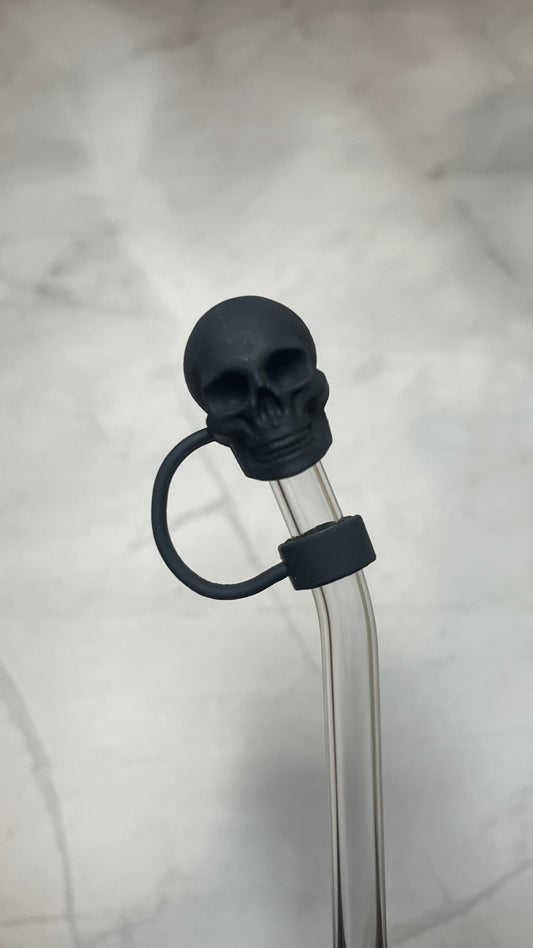 Black Skull Straw Topper