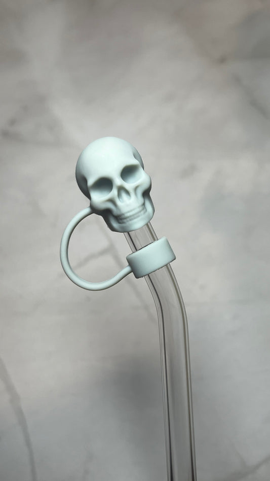 Grey Skull Straw Topper