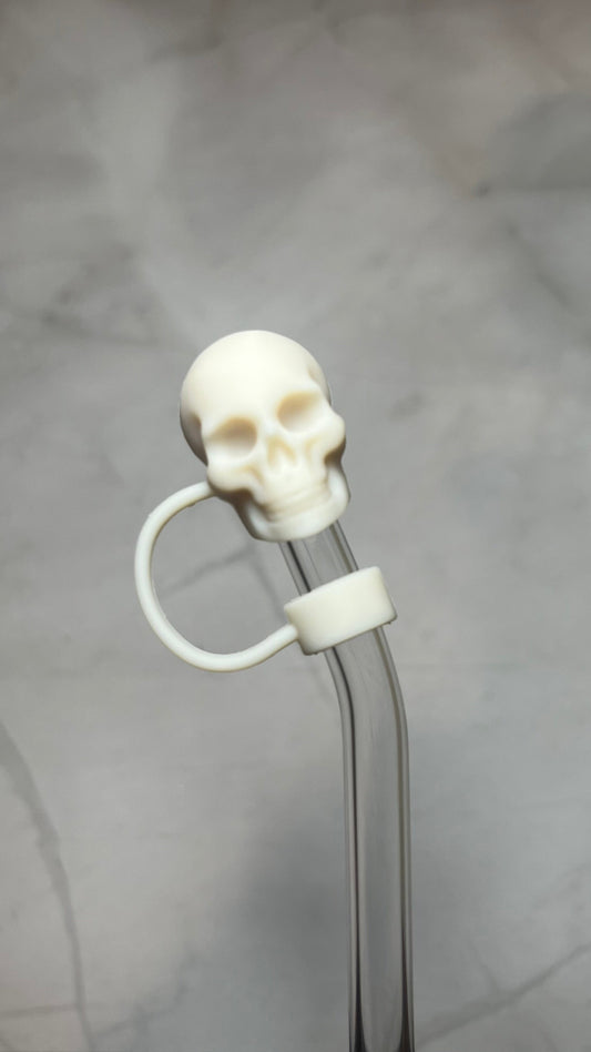 White Skull Straw Topper