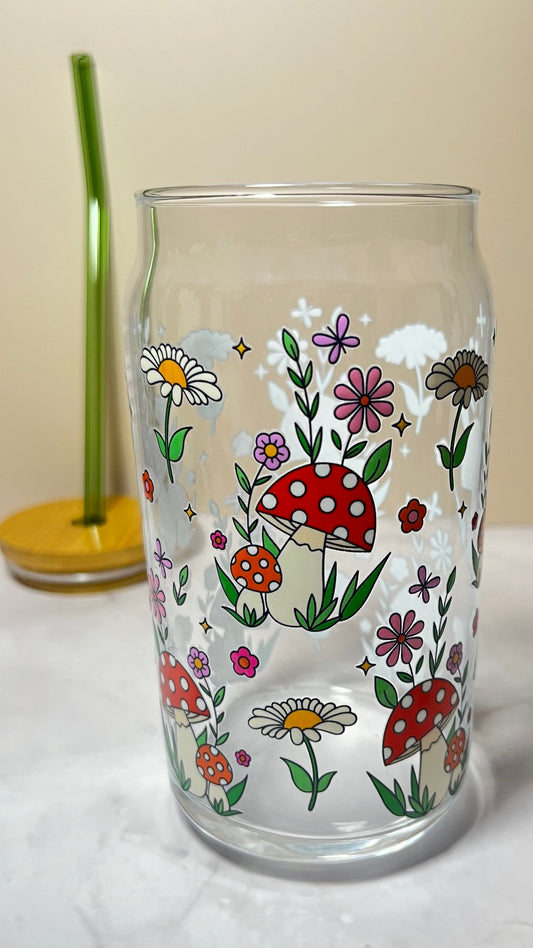 Wildflower Mushroom Glass Cup